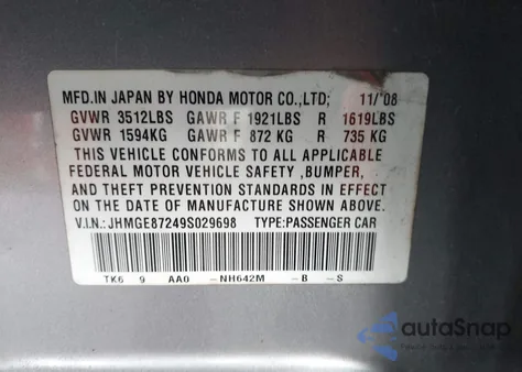 2009 Honda Fit from USA, damaged, VIN JHMGE87249S029698